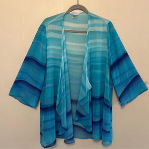 Allison Daley Blue Ombre Sheer Open Front Kimono Size 16